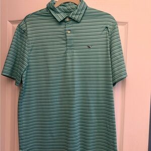 Vineyard Vines Green Striped Polo Shirt